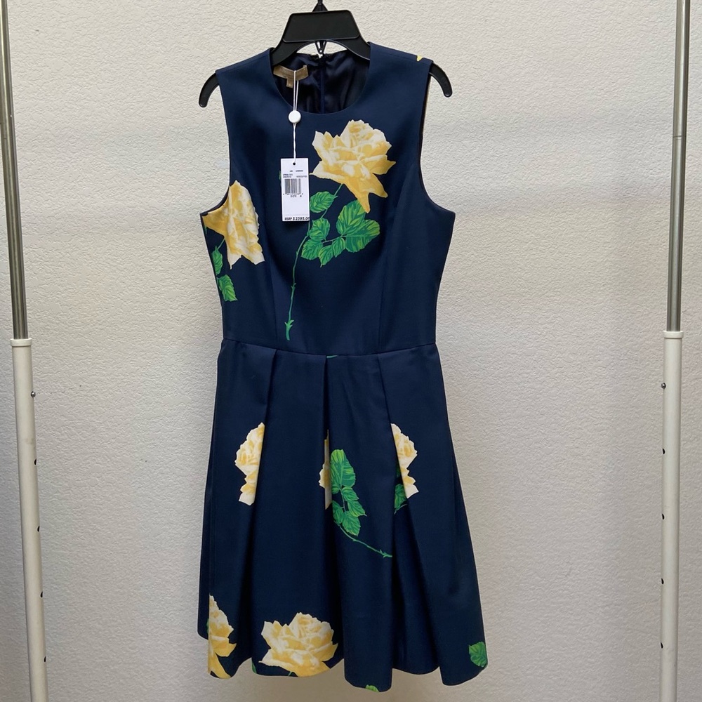 Navy and Yellow Roses Dress